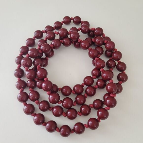 Necklace Burgundy Red Beaded Necklace #0033 - Picture 9 of 12